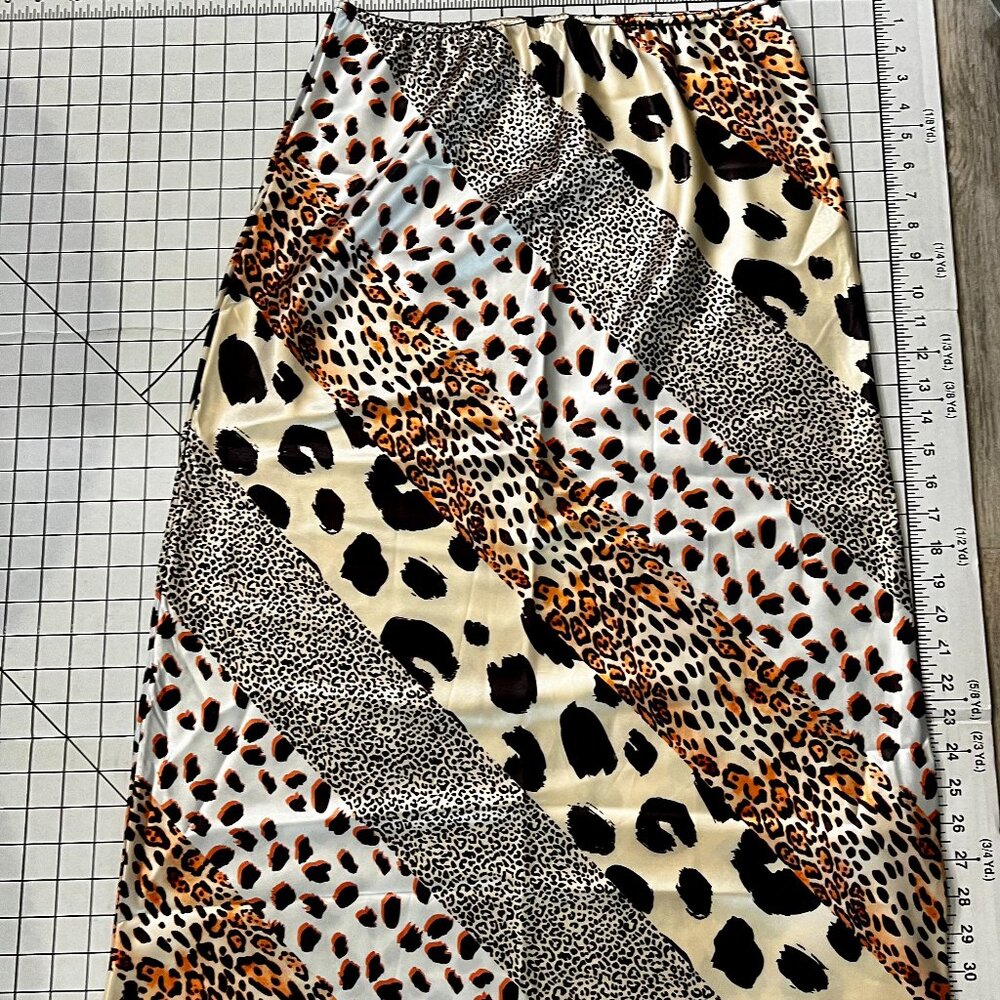 Animal Print Satin Midi Skirt